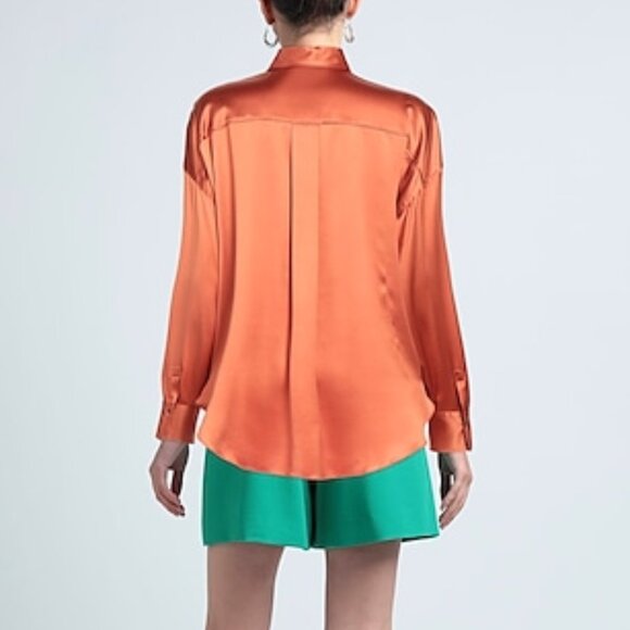 NEW 🧡 Brunello Cucinelli Embellished silk-blend satin shirt XS ✨ NEW - Picture 4 of 8